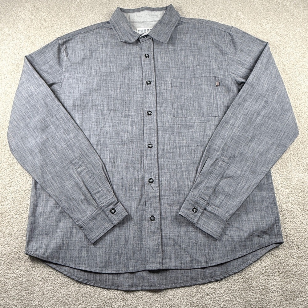 Purnell Button Up Shirt Mens Large Gray Excellent Long Sleeve Casual Outdoor